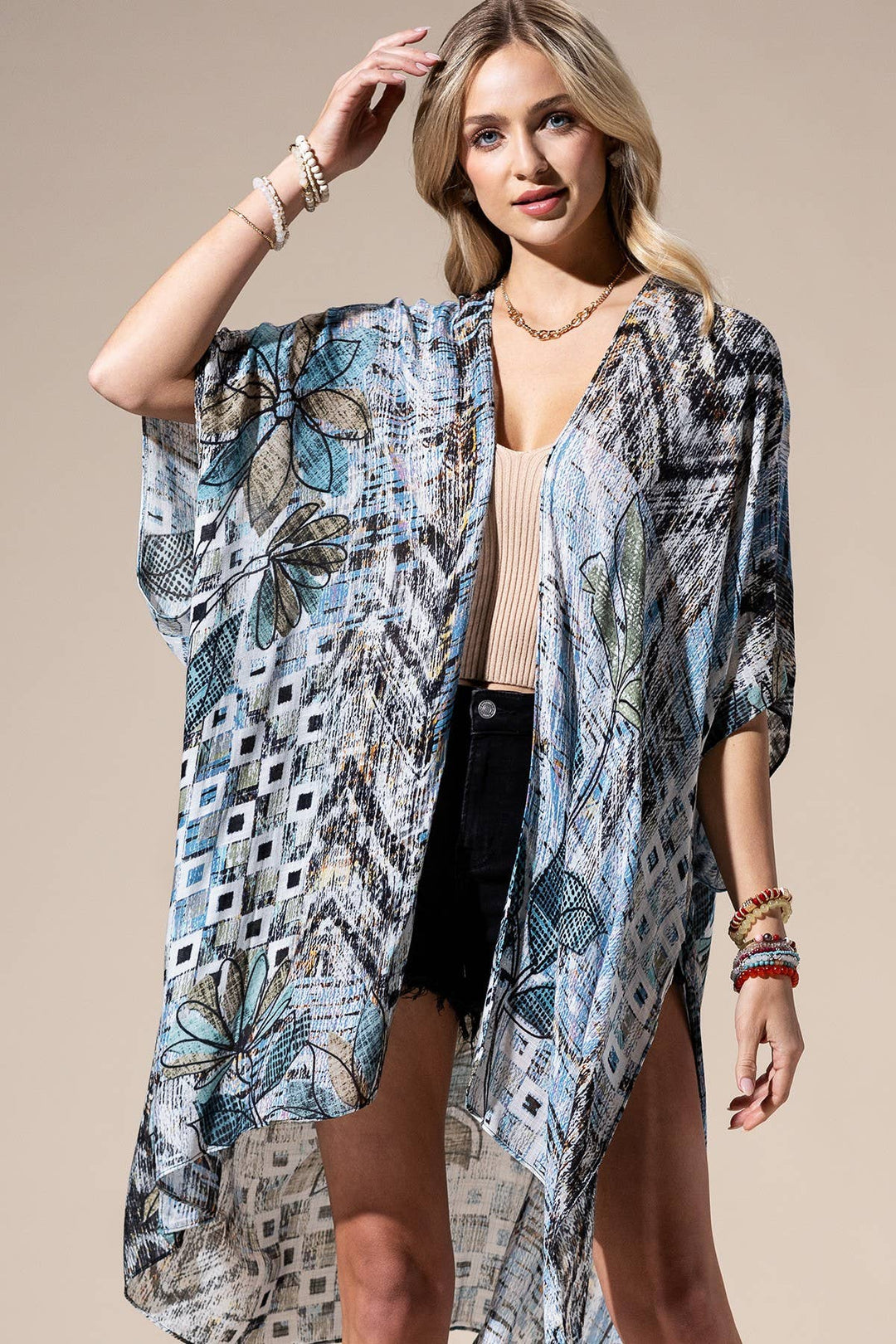 Floral Abstract Multi Kimono