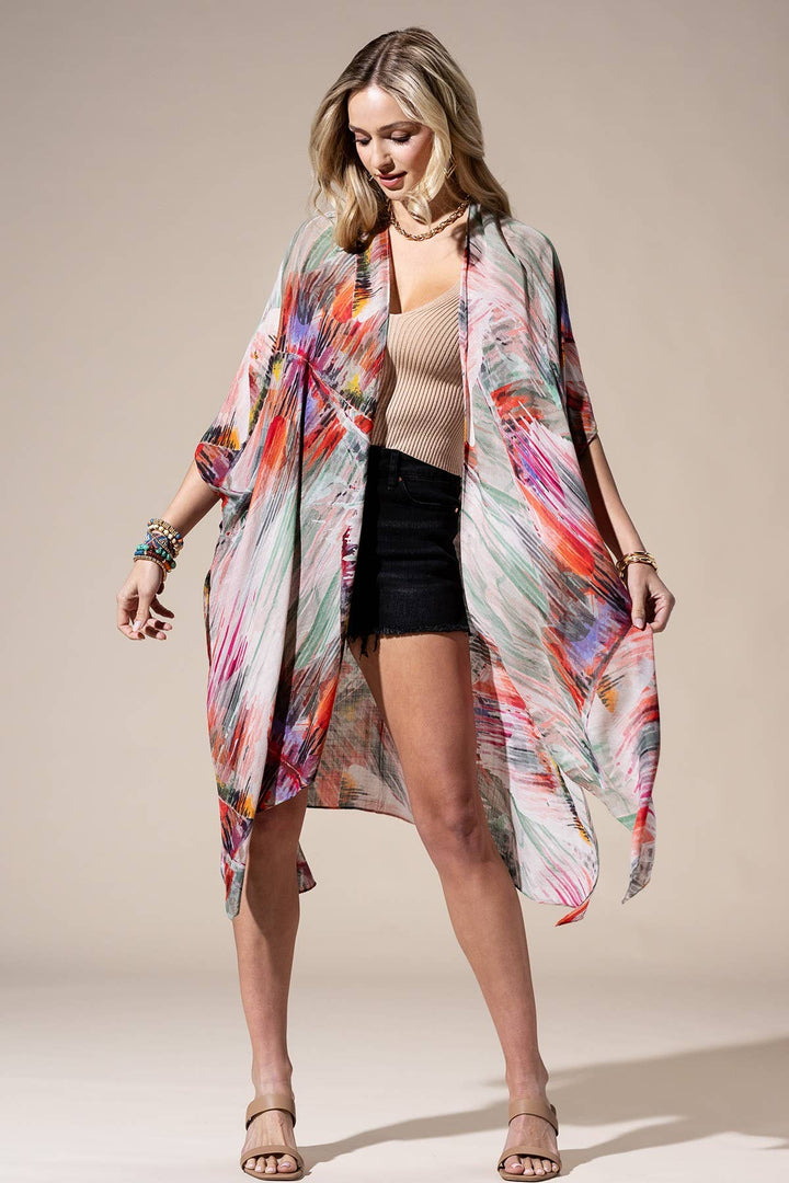 Brushstroke Multi Pastels Kimono