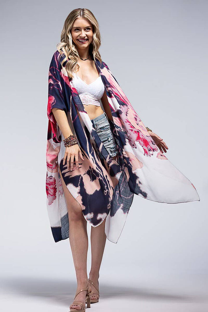 Lightweight Water Colour Floral Kimono