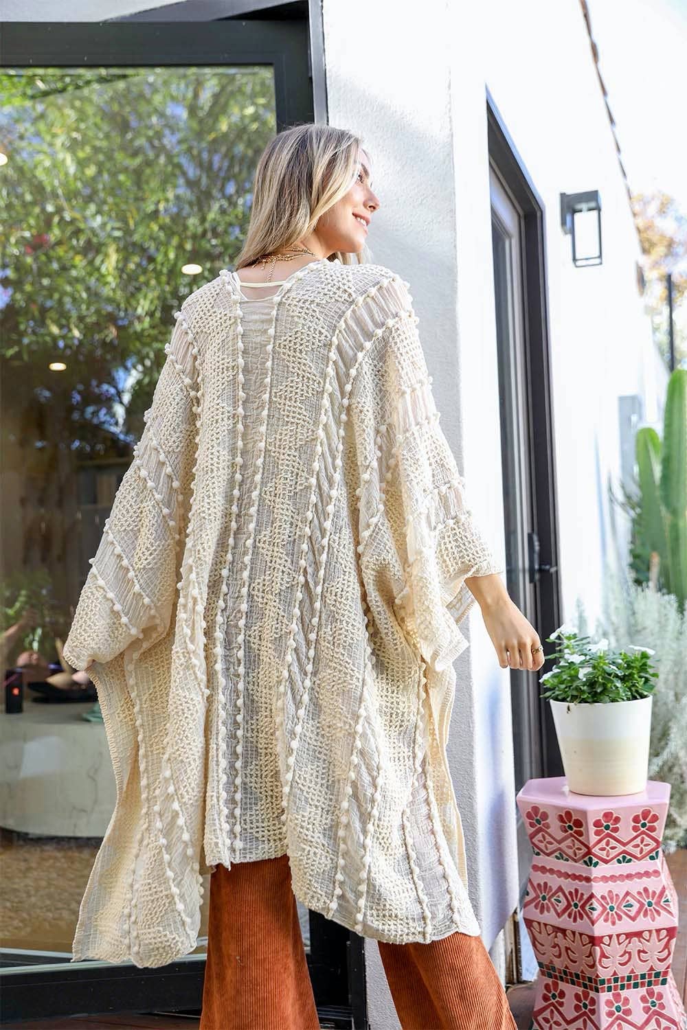 Cheyenne Embroidered Zig Zag Soft Kimono - Sage