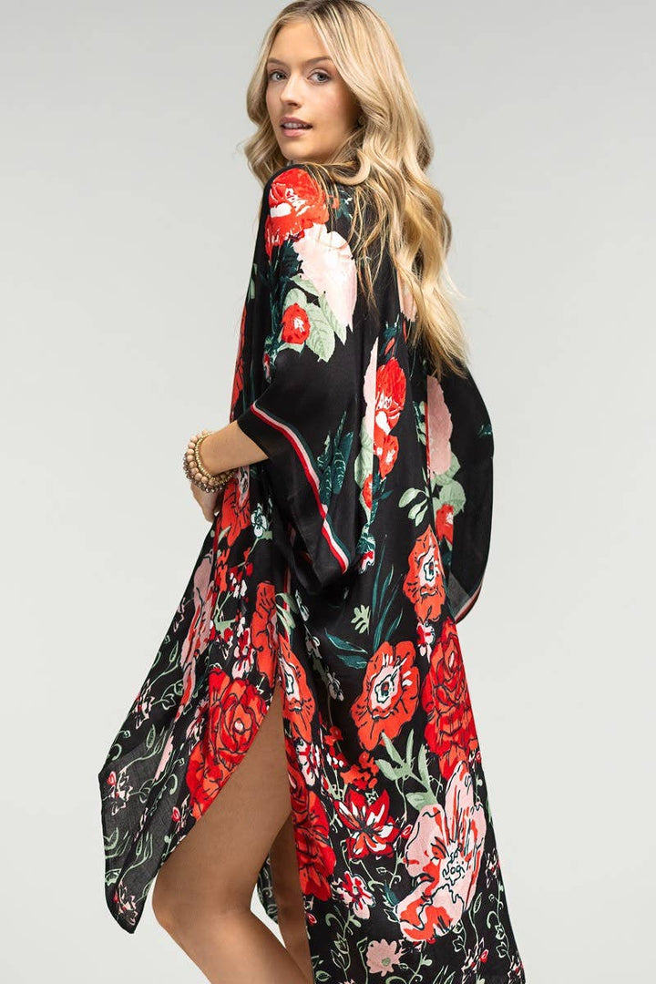 Red Flower Garden Kimono