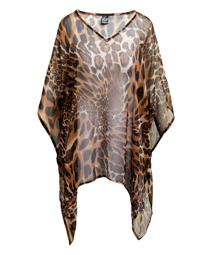 Leopard Sheer Animal Print Kaftan Top