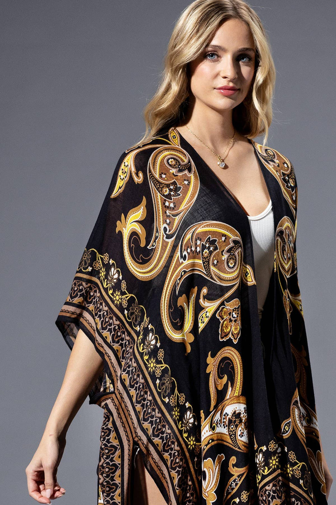 Mandala Print Brown Yellow Multi Kimono