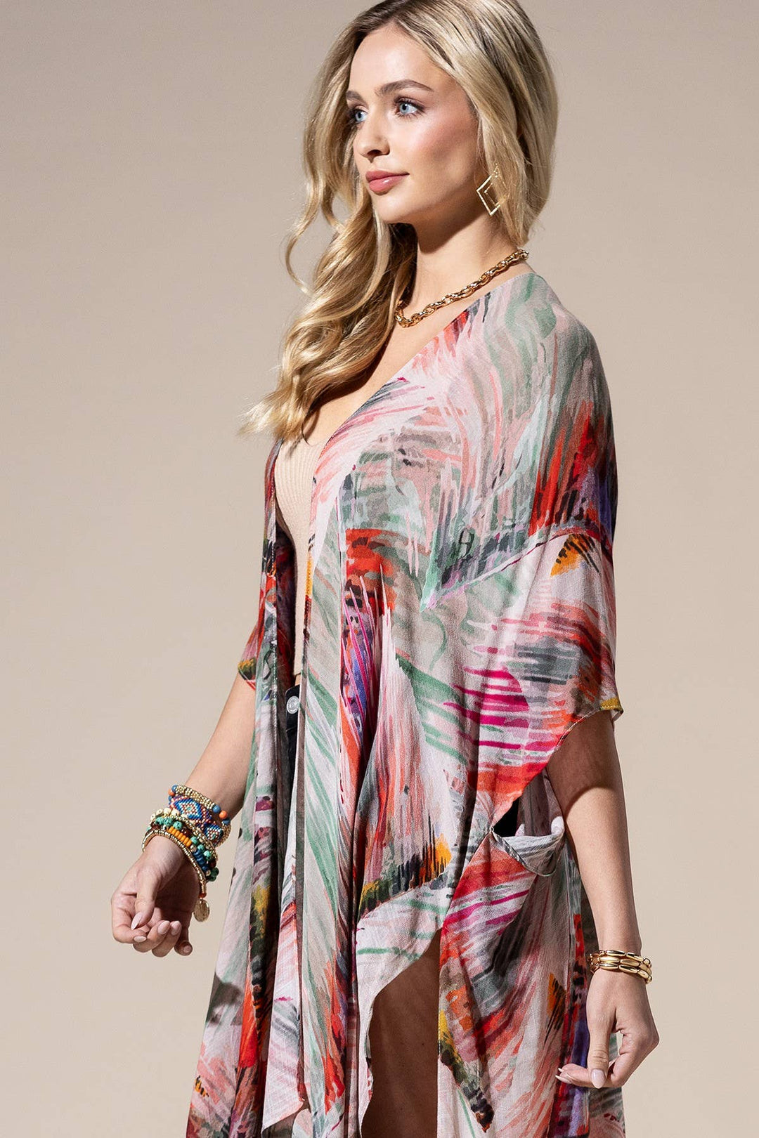 Brushstroke Multi Pastels Kimono