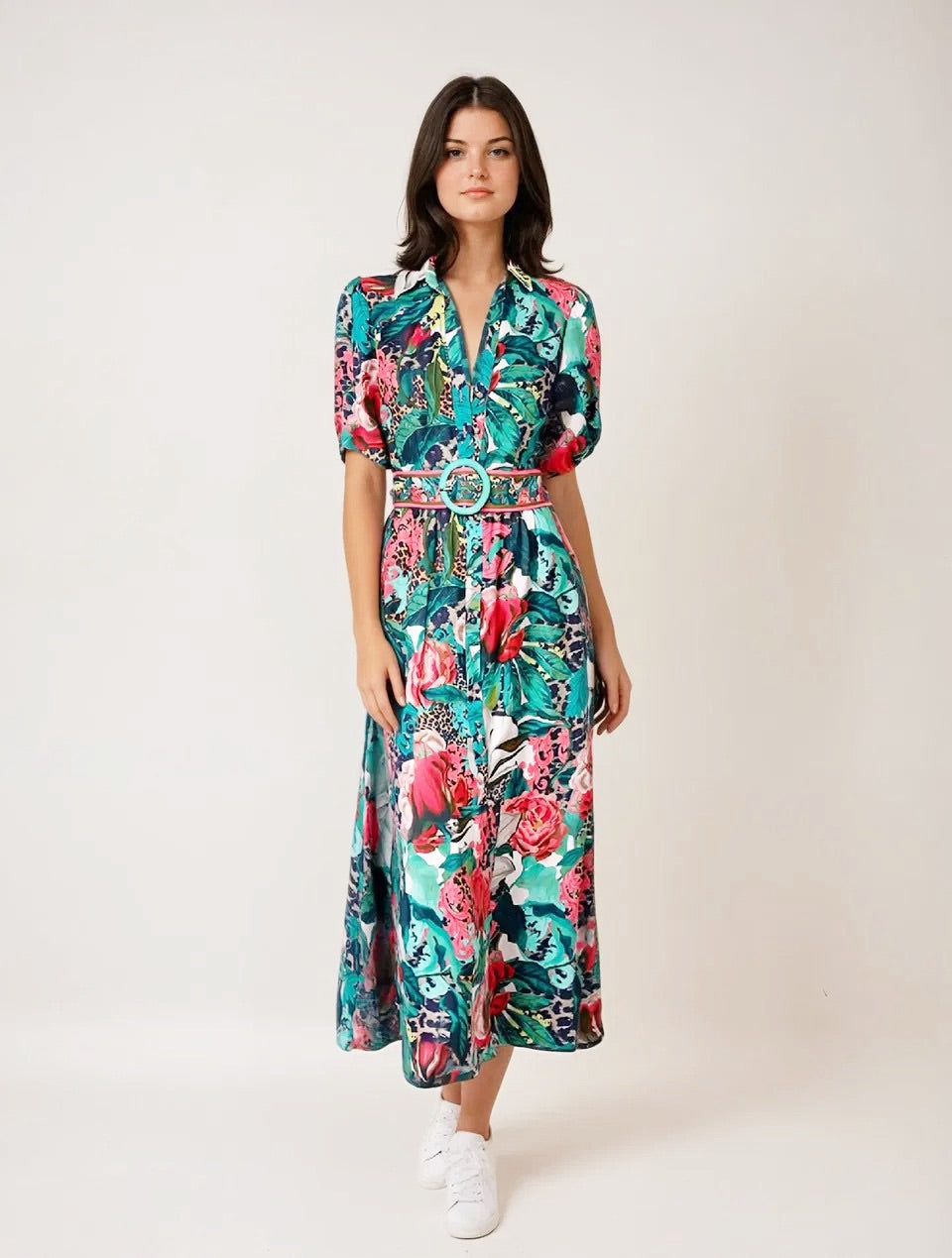 Donatella Leopard Floral Maxi Dress