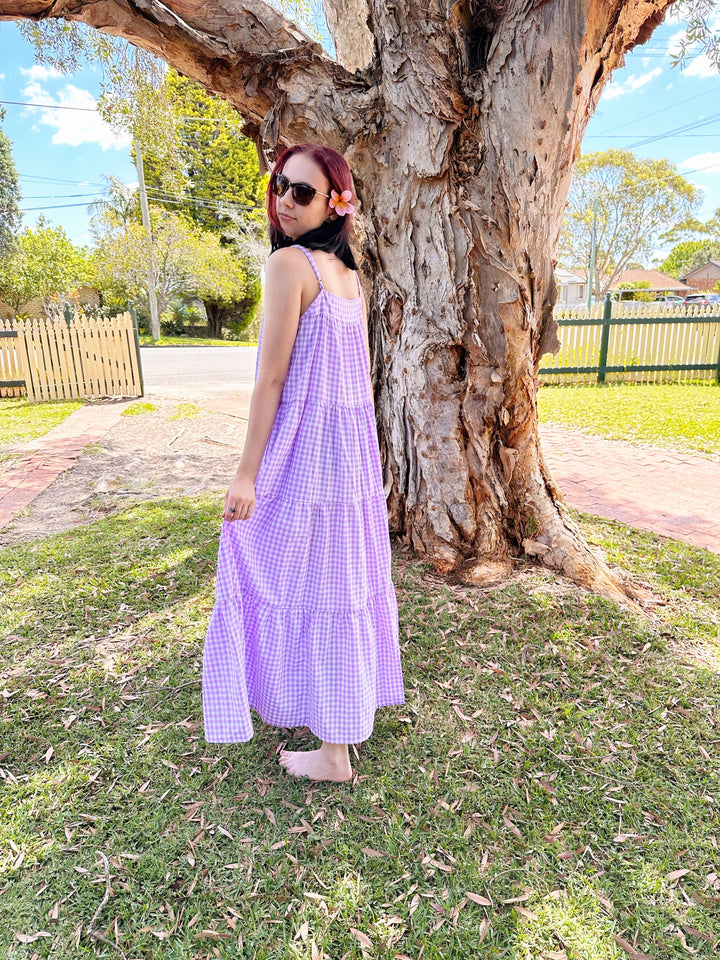 Willow Purple Gingham Maxi Dress