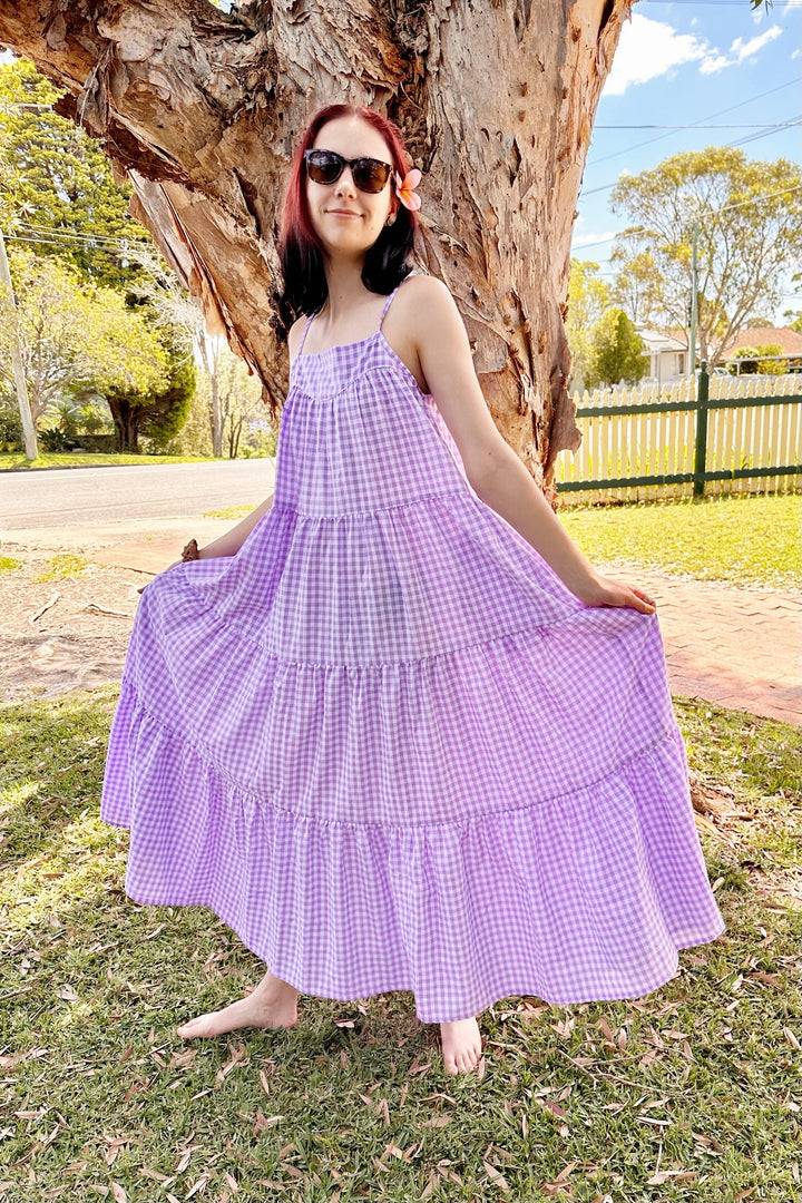 Willow Purple Gingham Maxi Dress