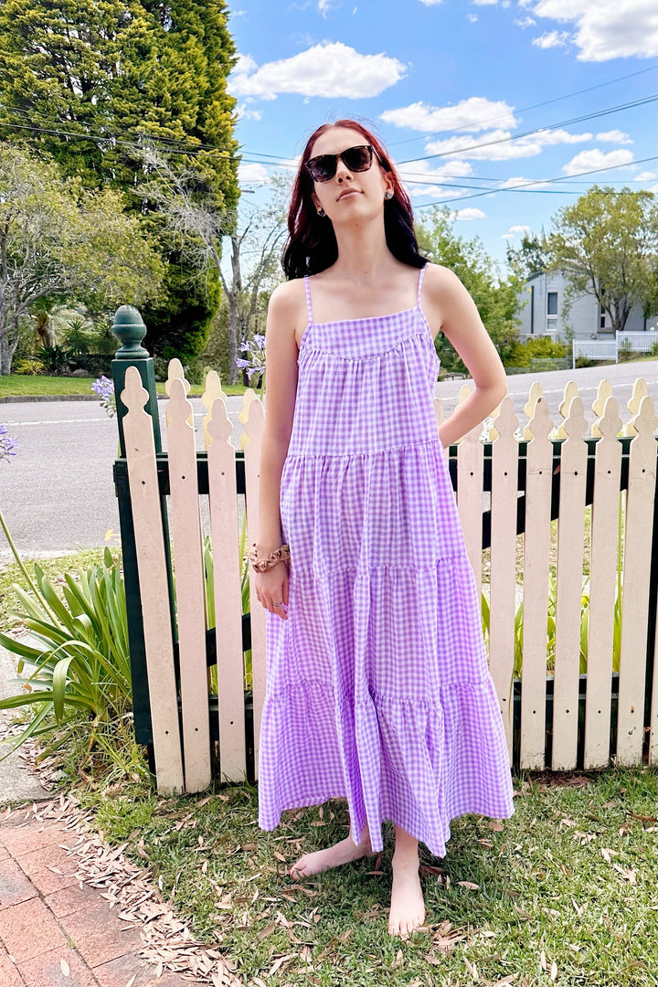 Willow Purple Gingham Maxi Dress