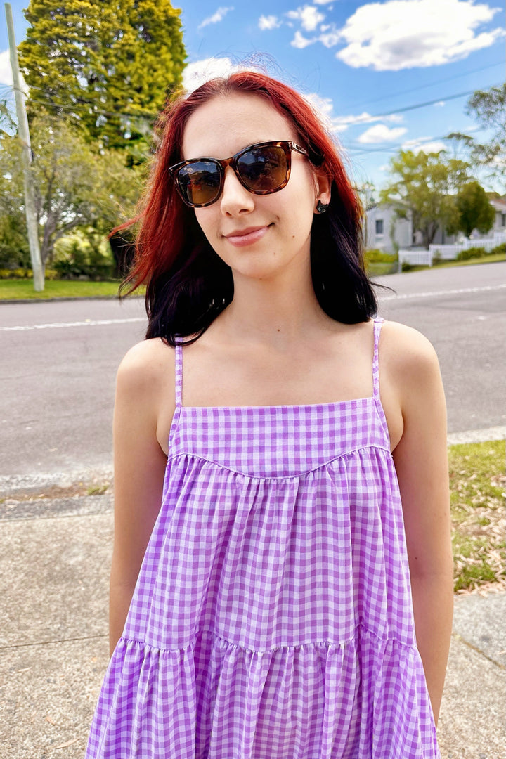 Willow Purple Gingham Maxi Dress