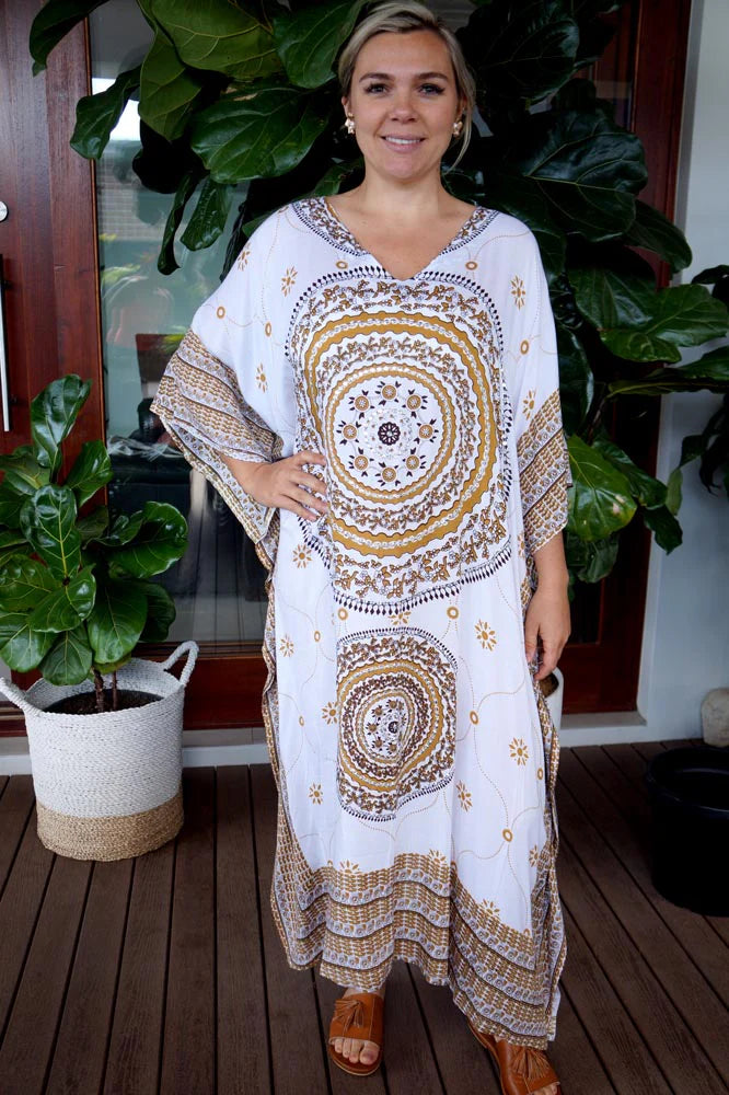 Tunisia Mandala Boho Long Kaftan