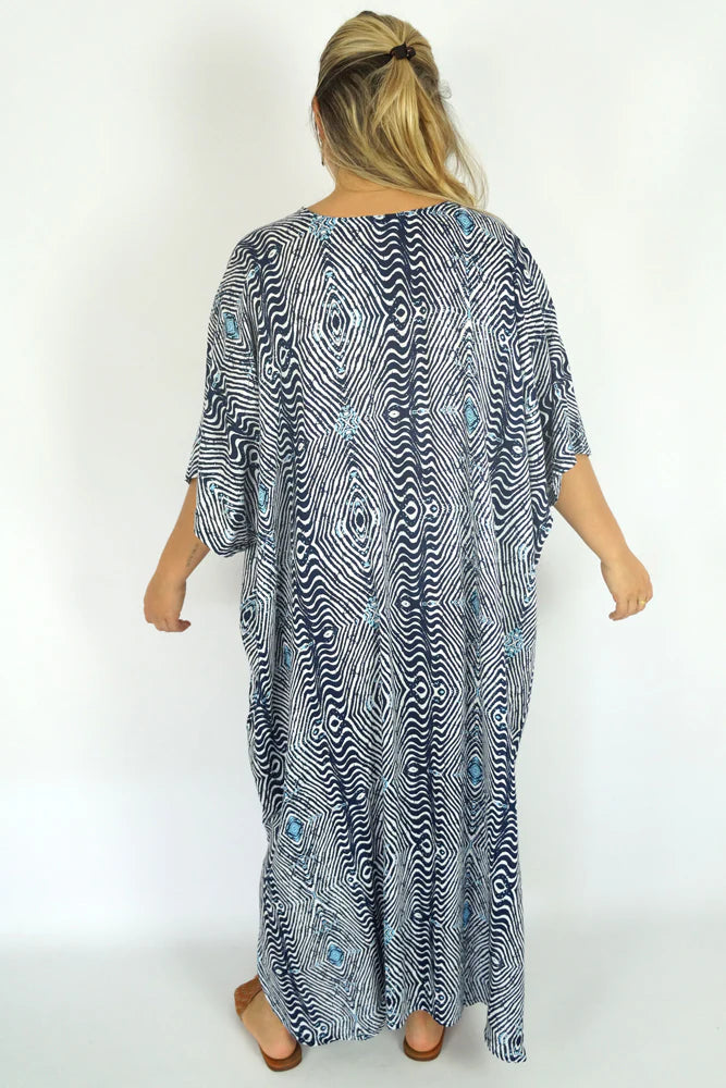 Navy Papua Long Kaftan