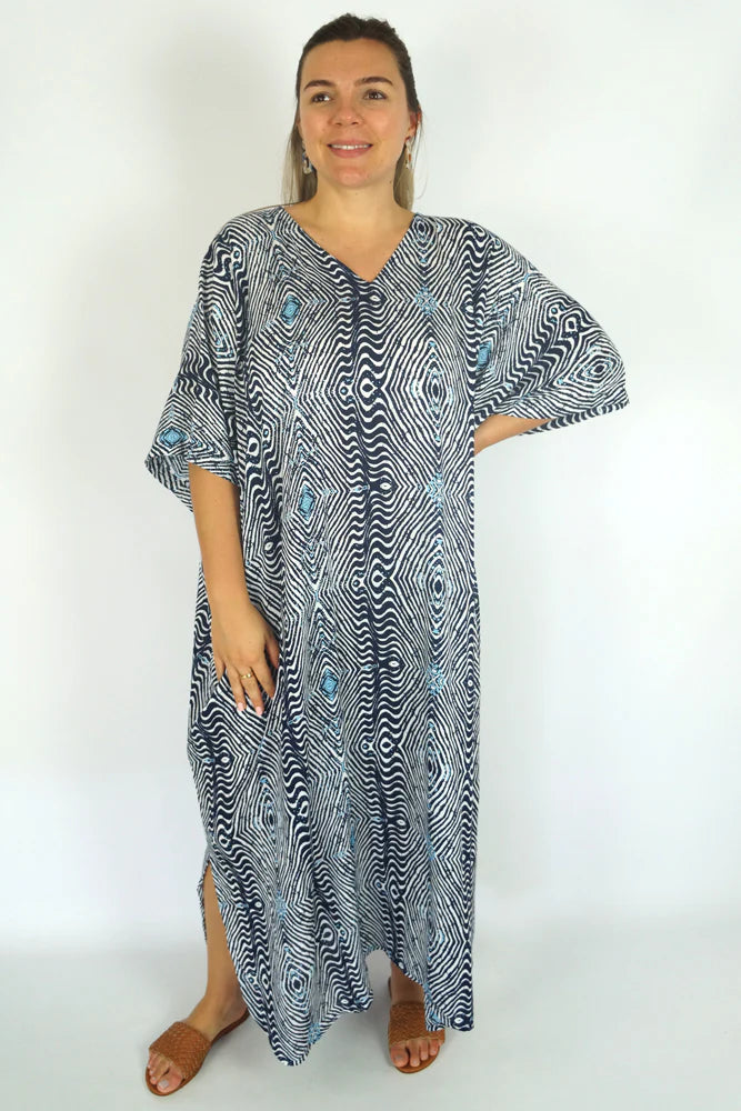 Navy Papua Long Kaftan