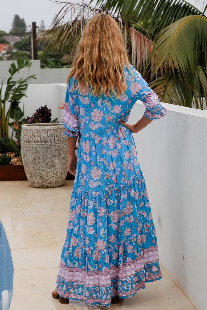 Maeve Blue Bohemian Floral Maxi Dress - @Saucy Ladies