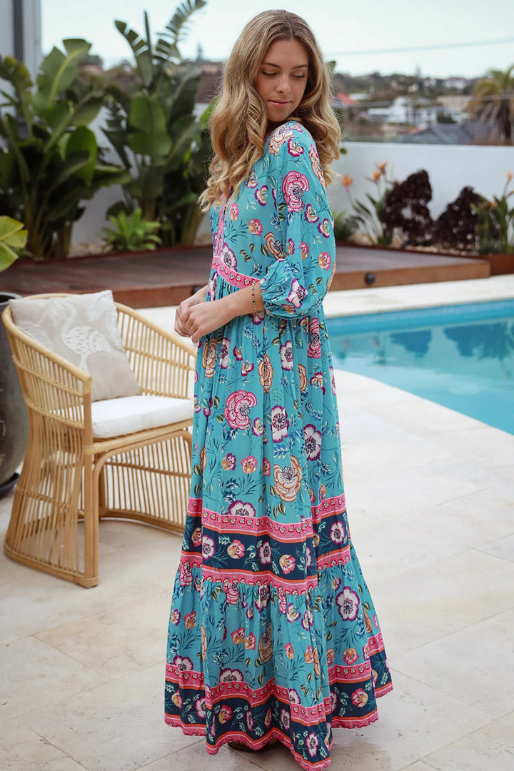 Dreamcatcher Blue Delta Bohemian Winter Boho Maxi Dress