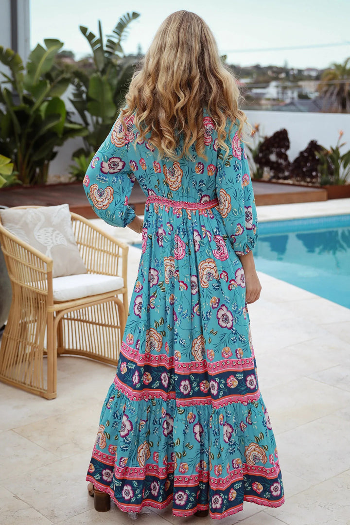 Dreamcatcher Blue Delta Bohemian Winter Boho Maxi Dress