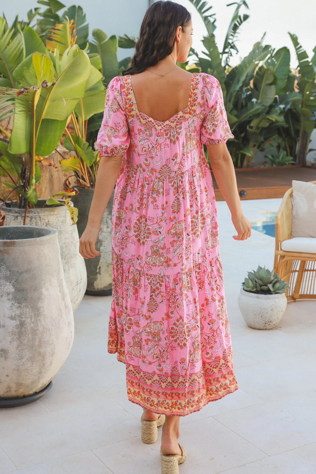 Eden Boho Pink Midi Dress