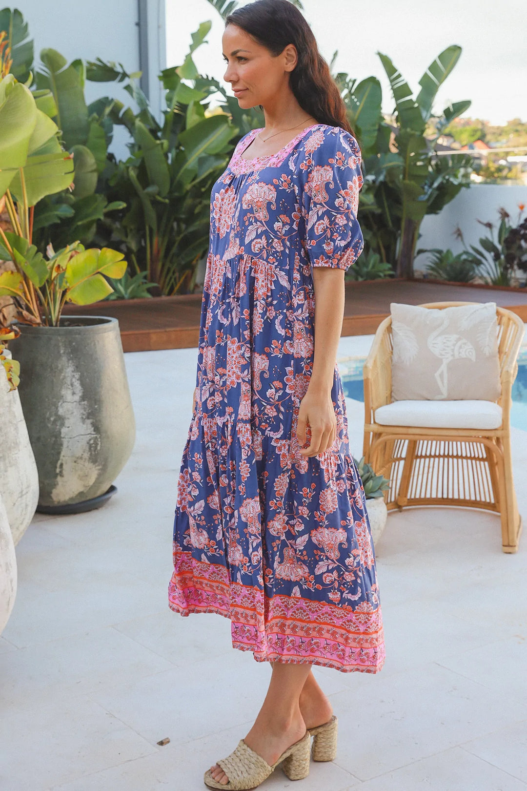 Melody Blue Pink Boho Midi Dress - @Saucy Ladies