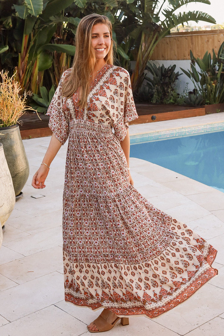 Tori Bohemian V-neck Maxi Dress