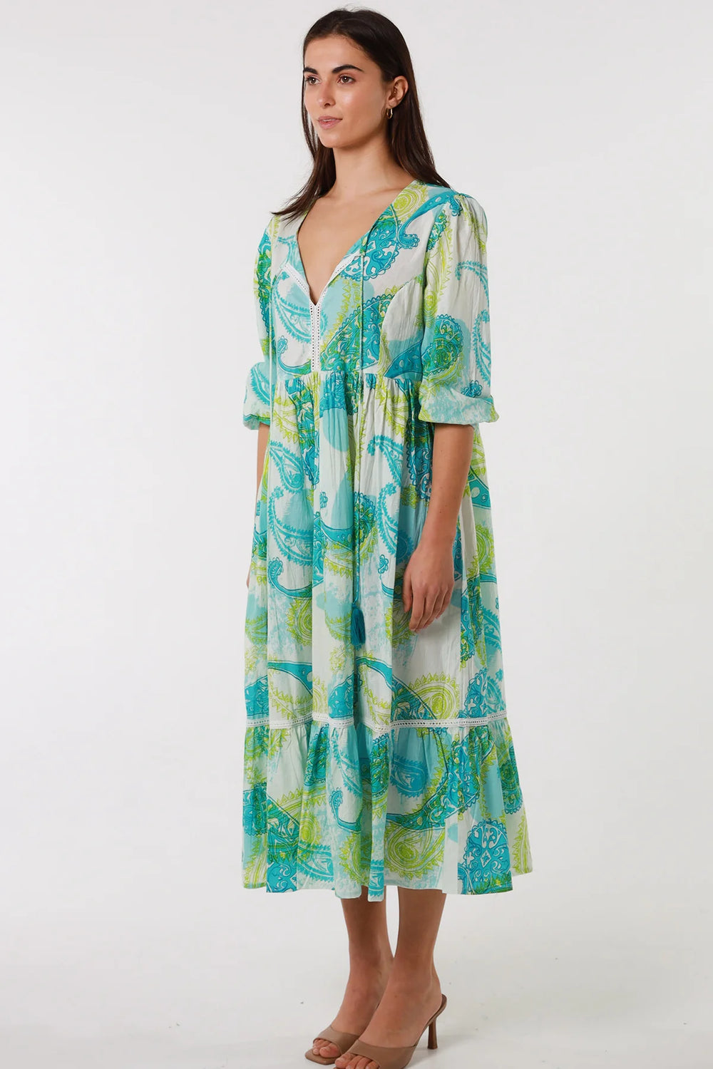 Mahale Lime Cotton Midi Dress - @Saucy Ladies