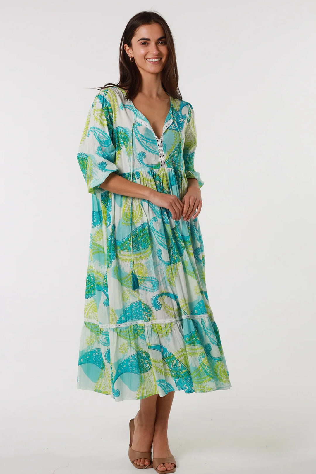 Mahale Lime Cotton Midi Dress - @Saucy Ladies