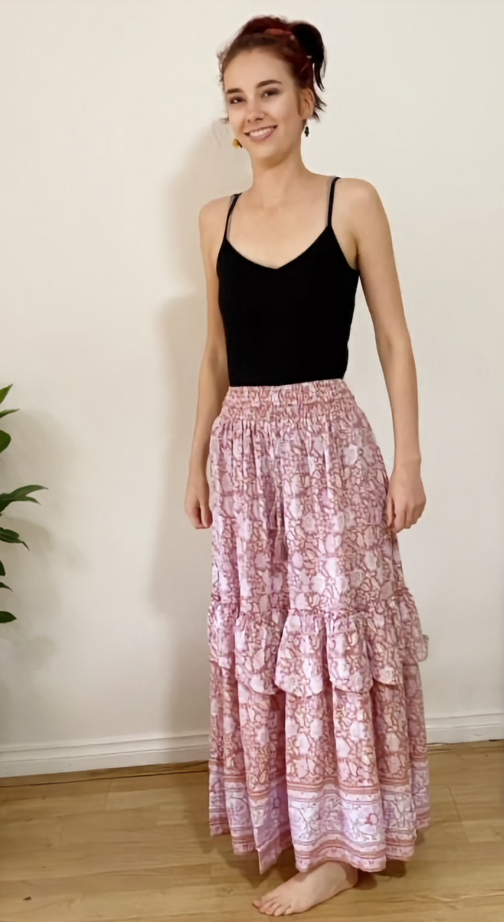 Nala Boho Ruffle Maxi Skirt