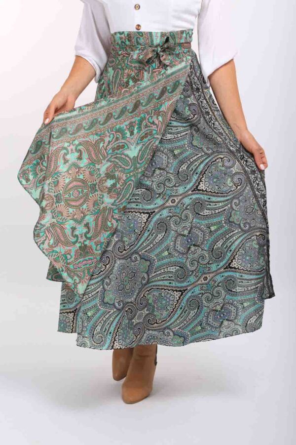 Silk Blend Reversible Wrap Skirt