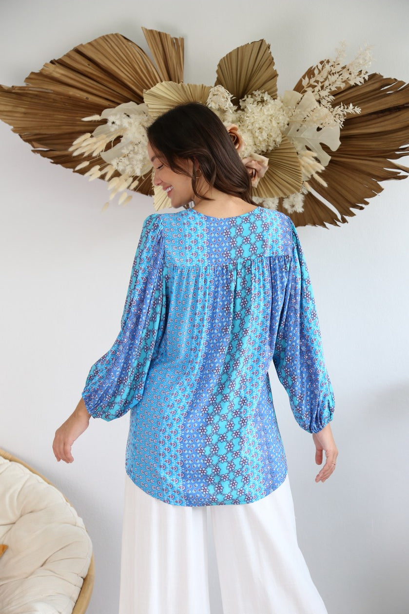 Nhadia Blue Boho Top