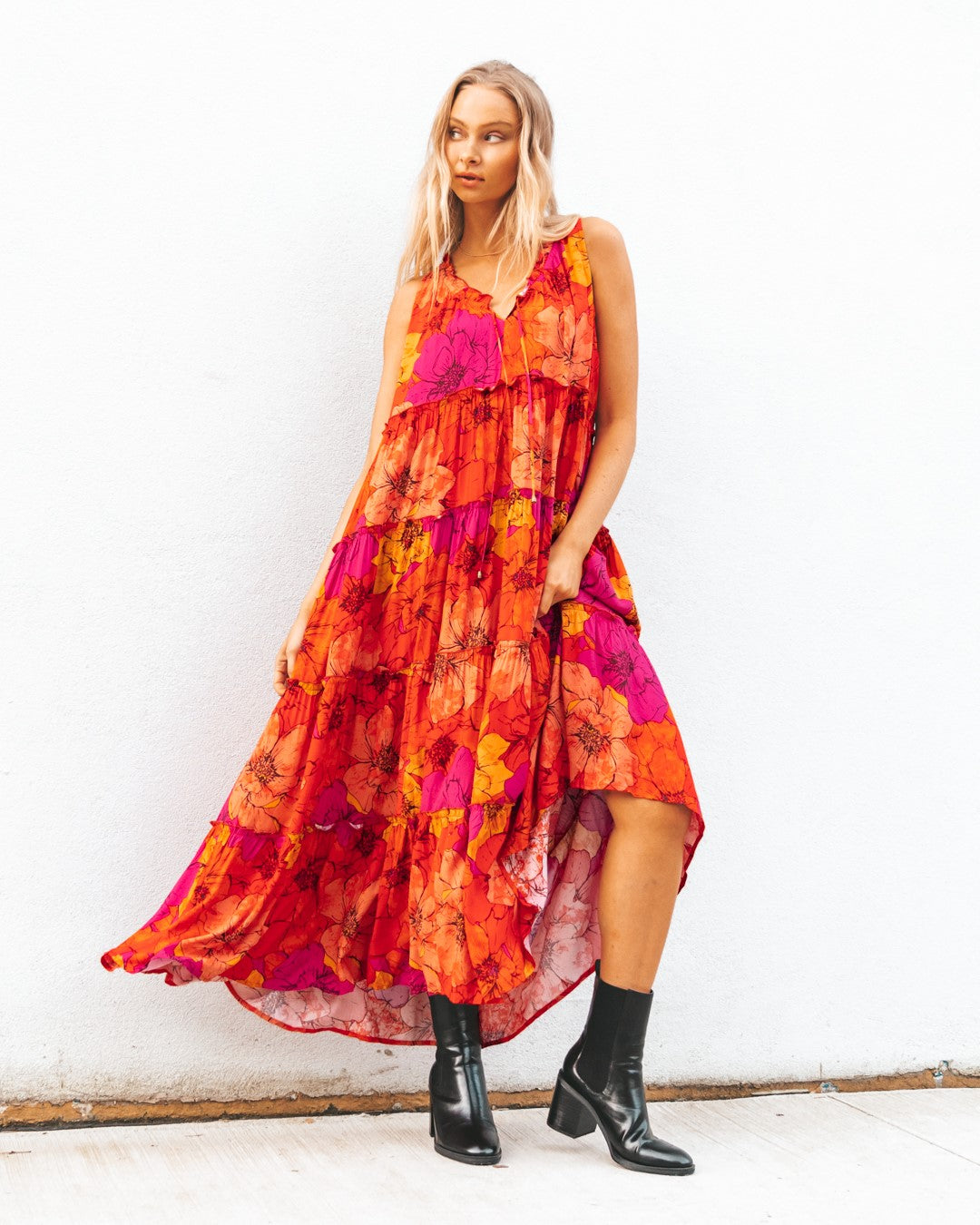 Soleil Orange Pink Maxi Dress