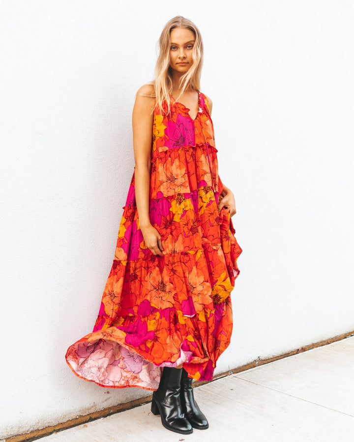 Soleil Orange Pink Maxi Dress