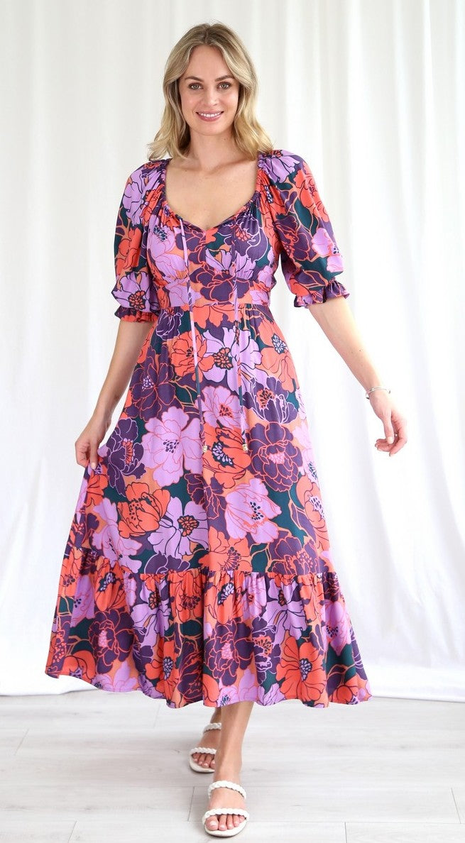 Tahlia Floral Boho Midi Dress - @Saucy Ladies