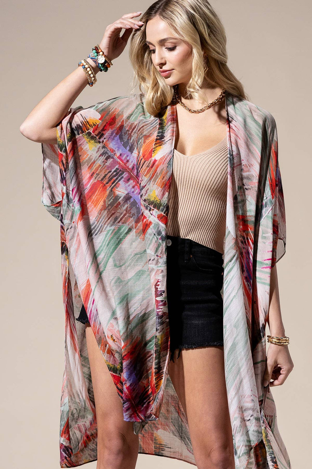 Brushstroke Multi Pastels Kimono