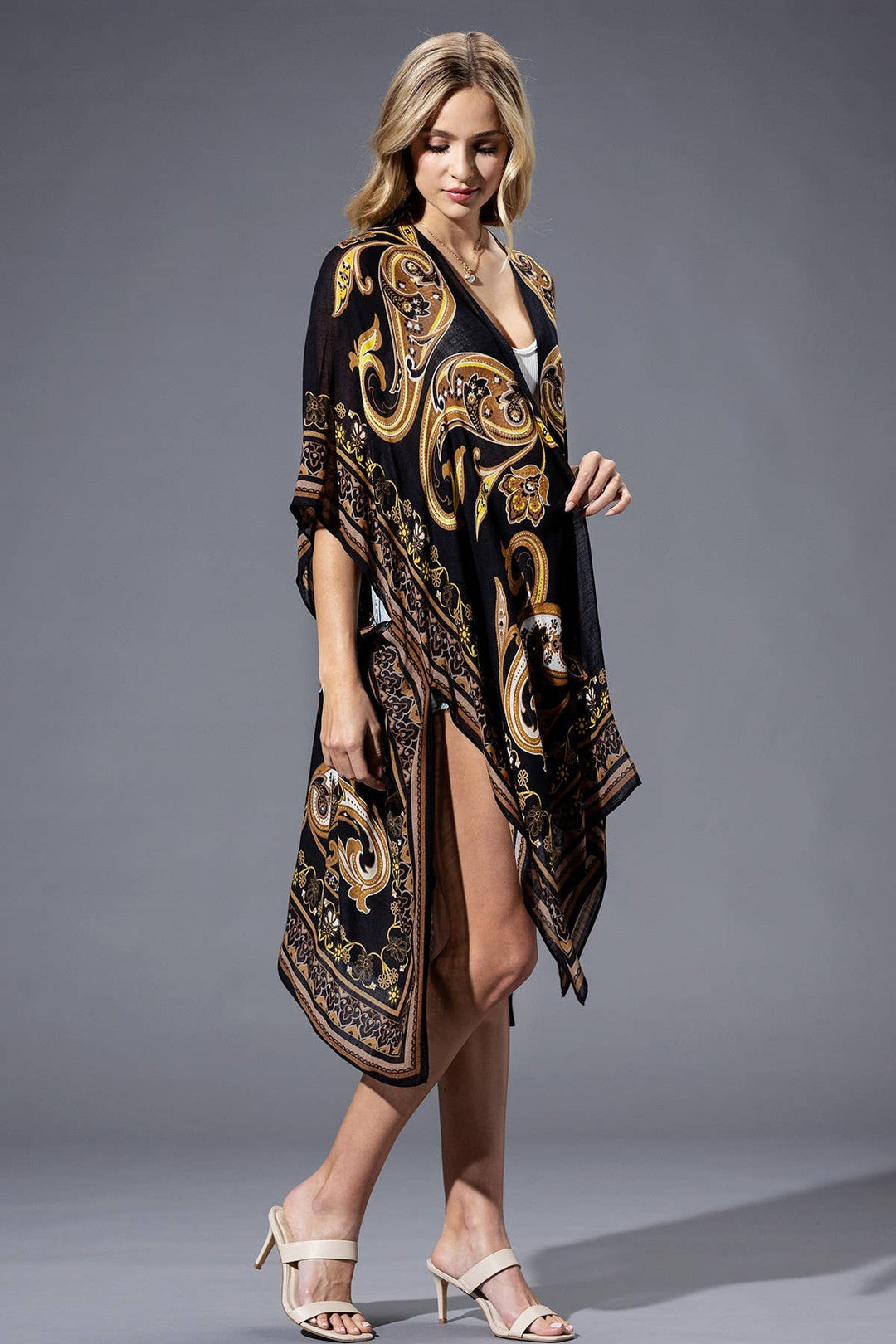 Mandala Print Brown Yellow Multi Kimono