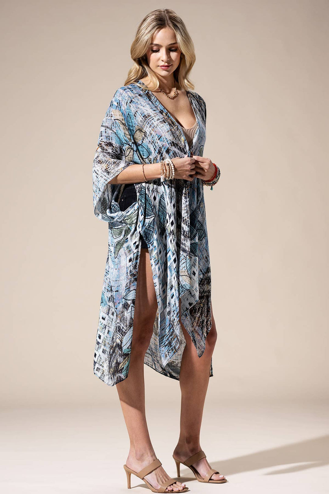 Floral Abstract Multi Kimono