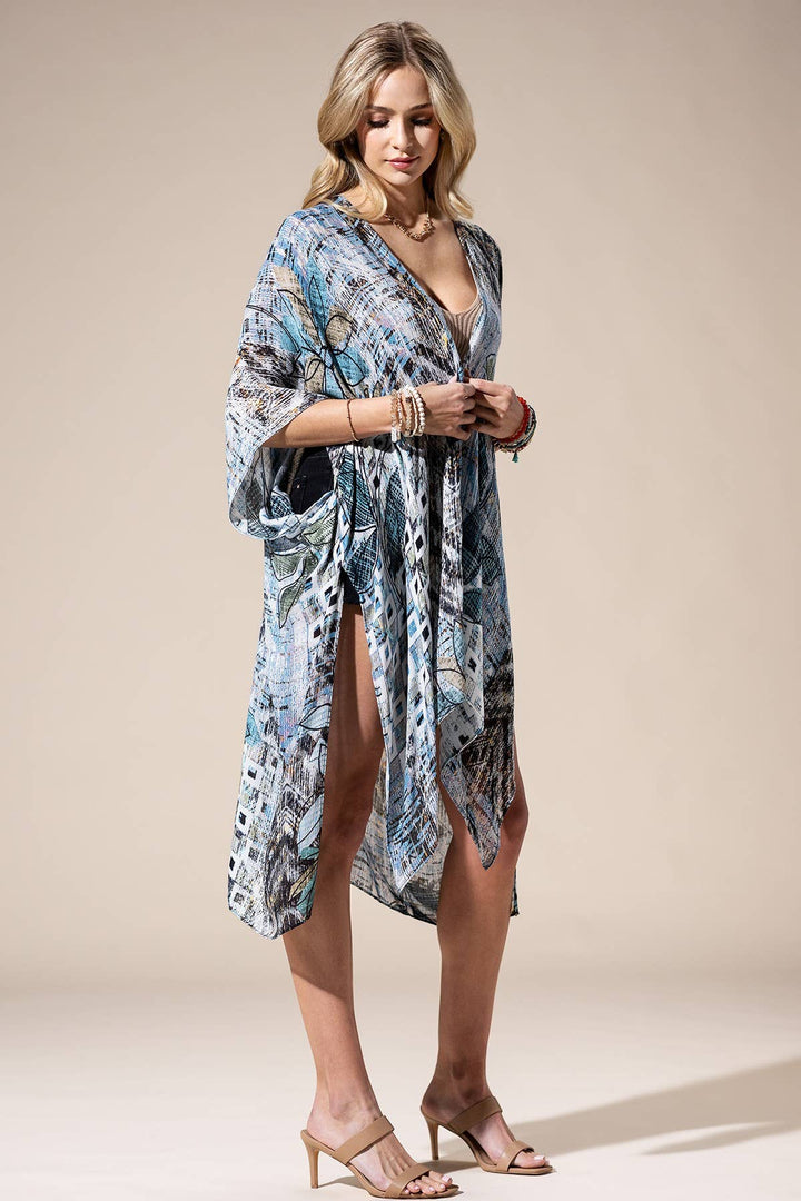 Floral Abstract Multi Kimono