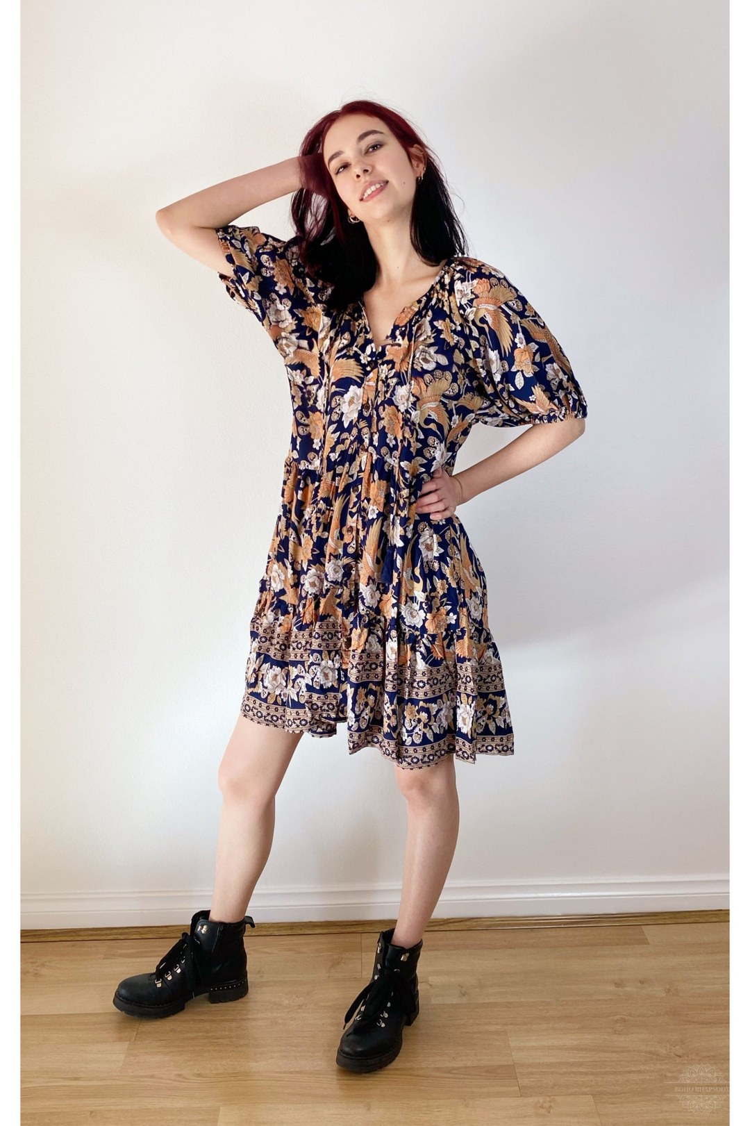 Carly Babydoll Dress - Navy Songbird - @Saucy Ladies