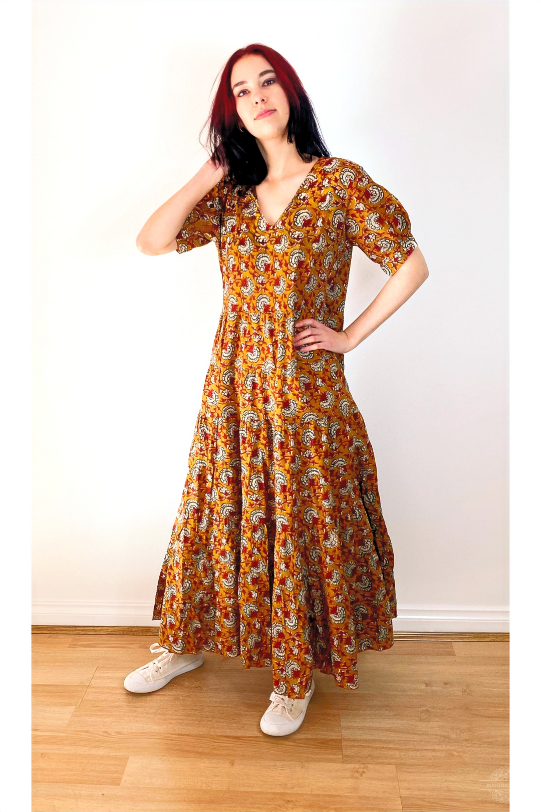 Asha Hand Block Cotton Printed Maxi Dress