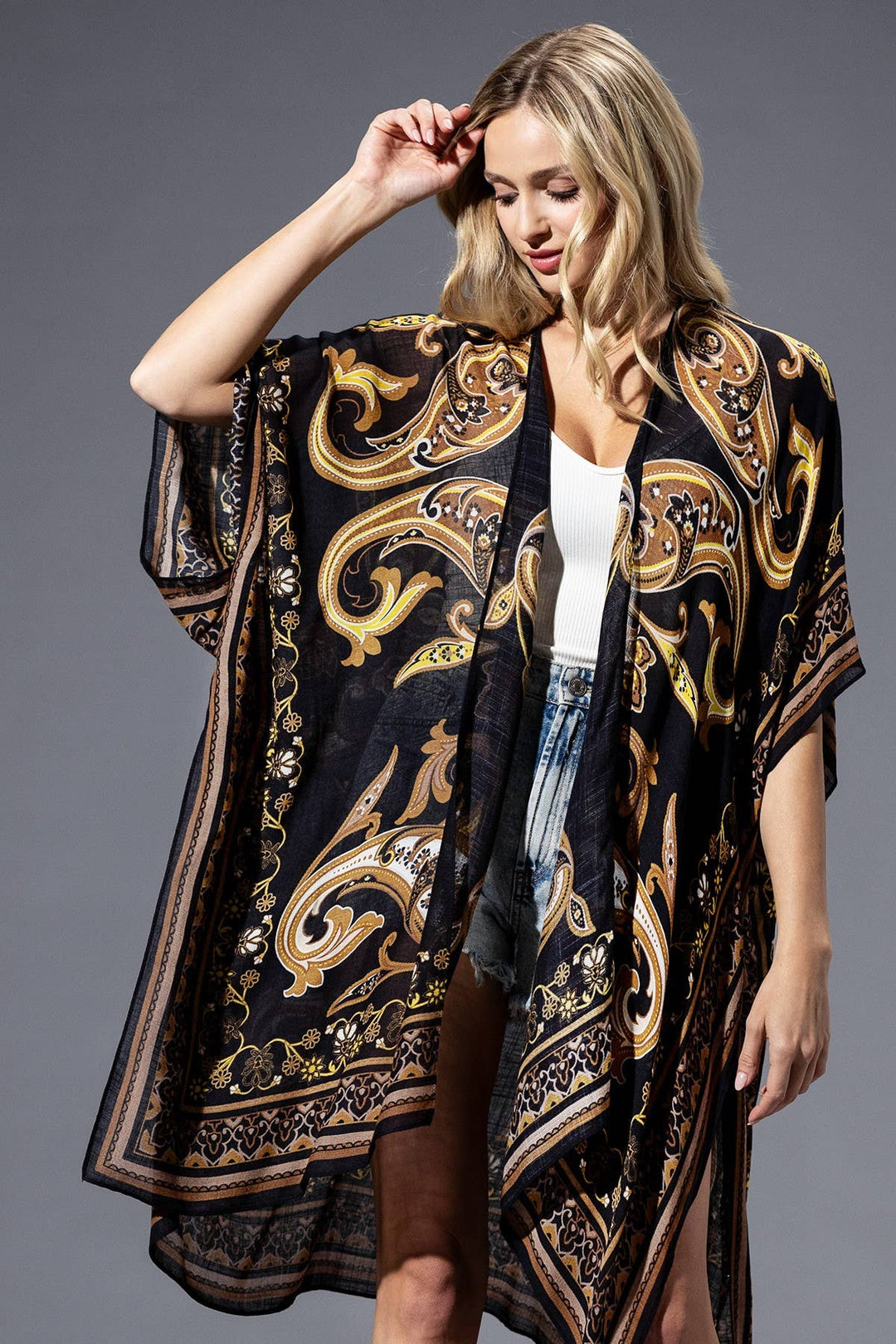 Mandala Print Brown Yellow Multi Kimono