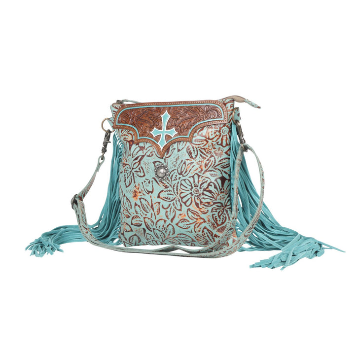 Mariah Azure Blue Fringed Handbag