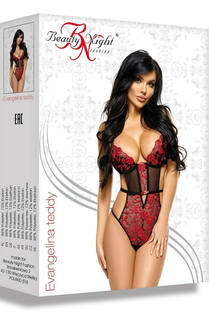 Beauty Night Black & Red Lace Evangelina Teddy