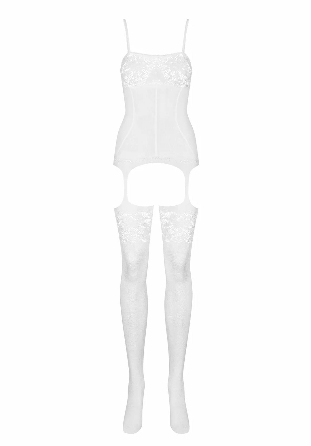 Obsessive White Stretch Floral Lace Bodystocking F204 Fits 8-12