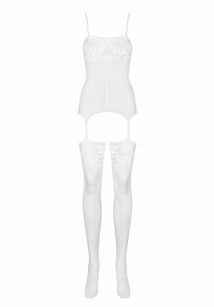 Obsessive White Stretch Floral Lace Bodystocking F204 Fits 8-12