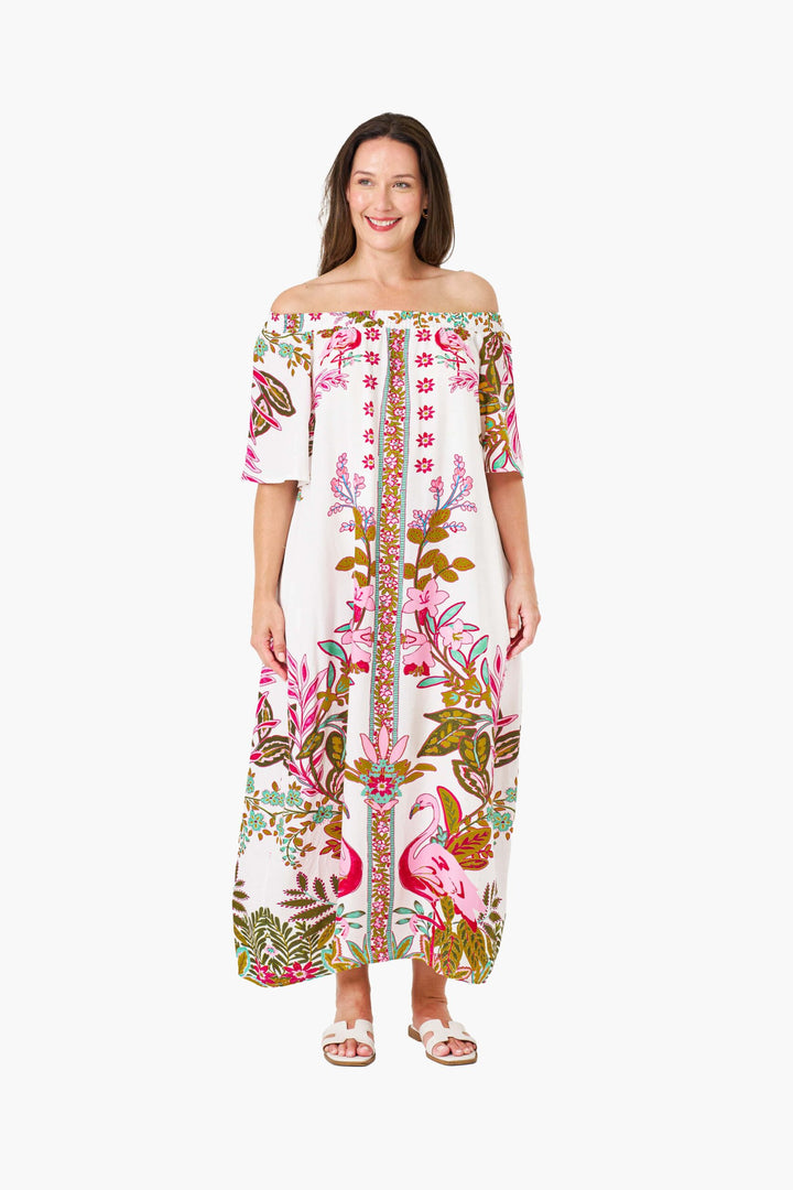 Hailey Flamingo Print Midi Dress