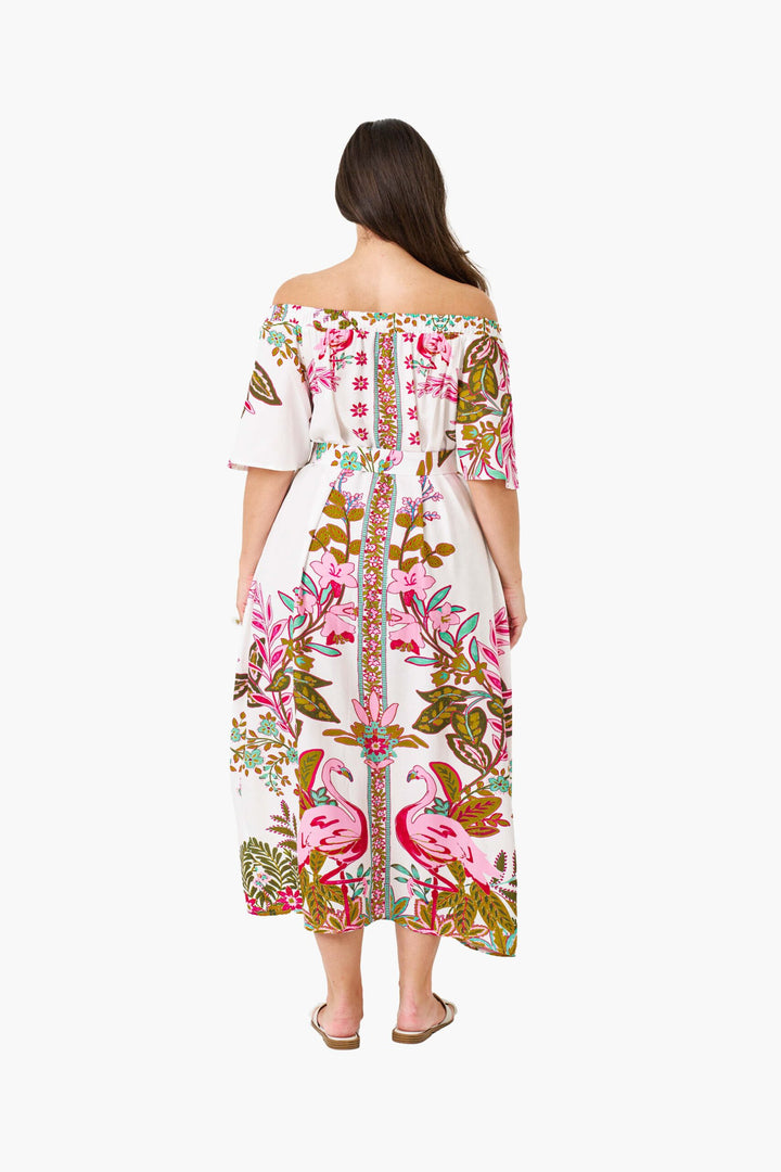 Hailey Flamingo Print Midi Dress